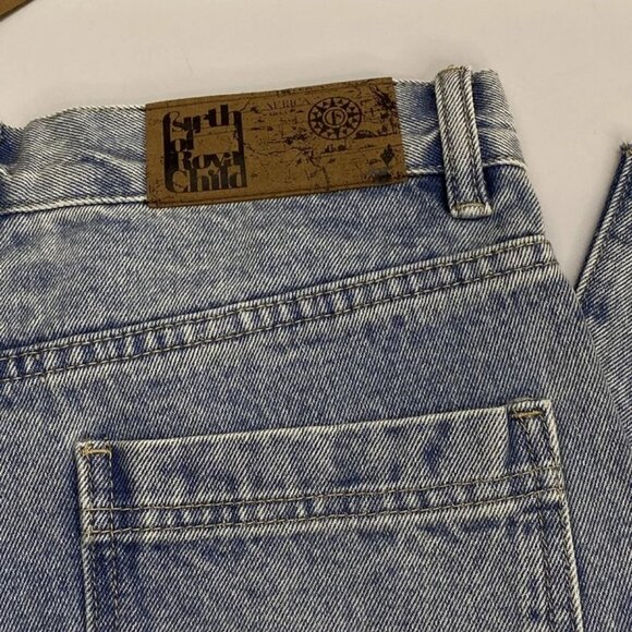 Birth Of Royal Child Men's Distressed Jeans Blue Size S – Chain Ink Print & Fray - Picture 4 of 11